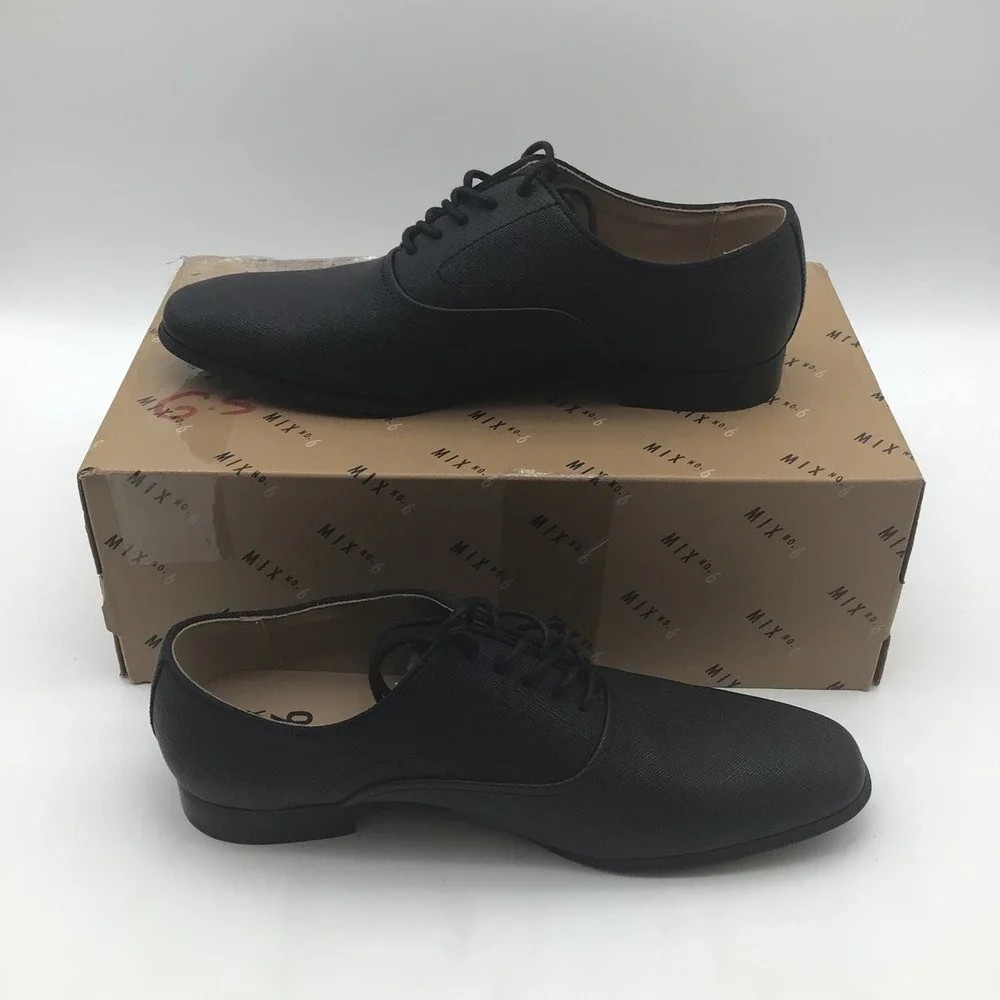 Mix No 6 Mens Neze‎ Saffiano PU Black Lace Up Oxford Dress Shoes Size 9M NEW